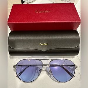 Cartier Aviator Sunglasses Silver